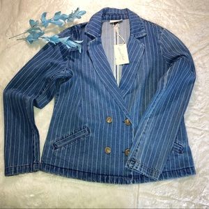 Universal Thread Striped Denim Blazer NWT M